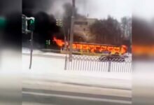 Сгоревший трамвай в Челнах