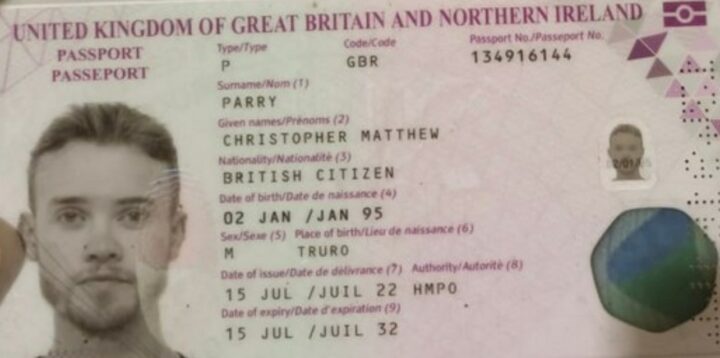 Паспорт пропавшего британца