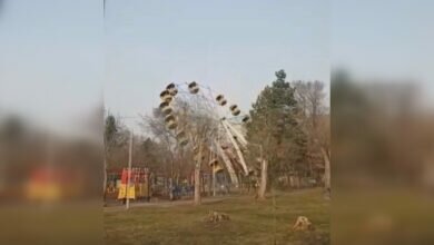 Кадры падения колеса обозрения